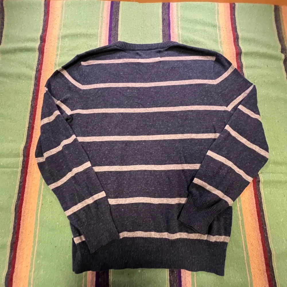 Urban Pipeline Sweater Mens Medium Blue Gray Striped Crewneck Cotton Blend Knit